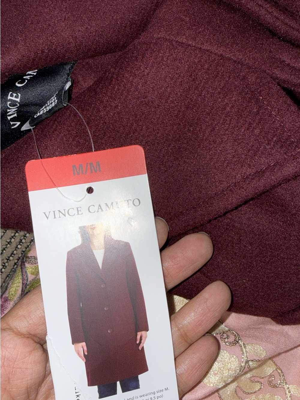 Vince Camuto Men's Wine-Red Pea Coat